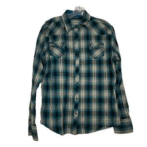 Kuhl Women’s XL Plaid Pearl Snap Button Down Shirt Outdoor Adventure Western